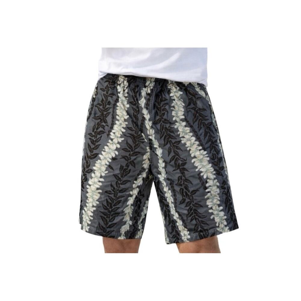 Speedo Mens Swim Trunks Size L Blue Green Floral Pull On Elastic Waist Mesh Line